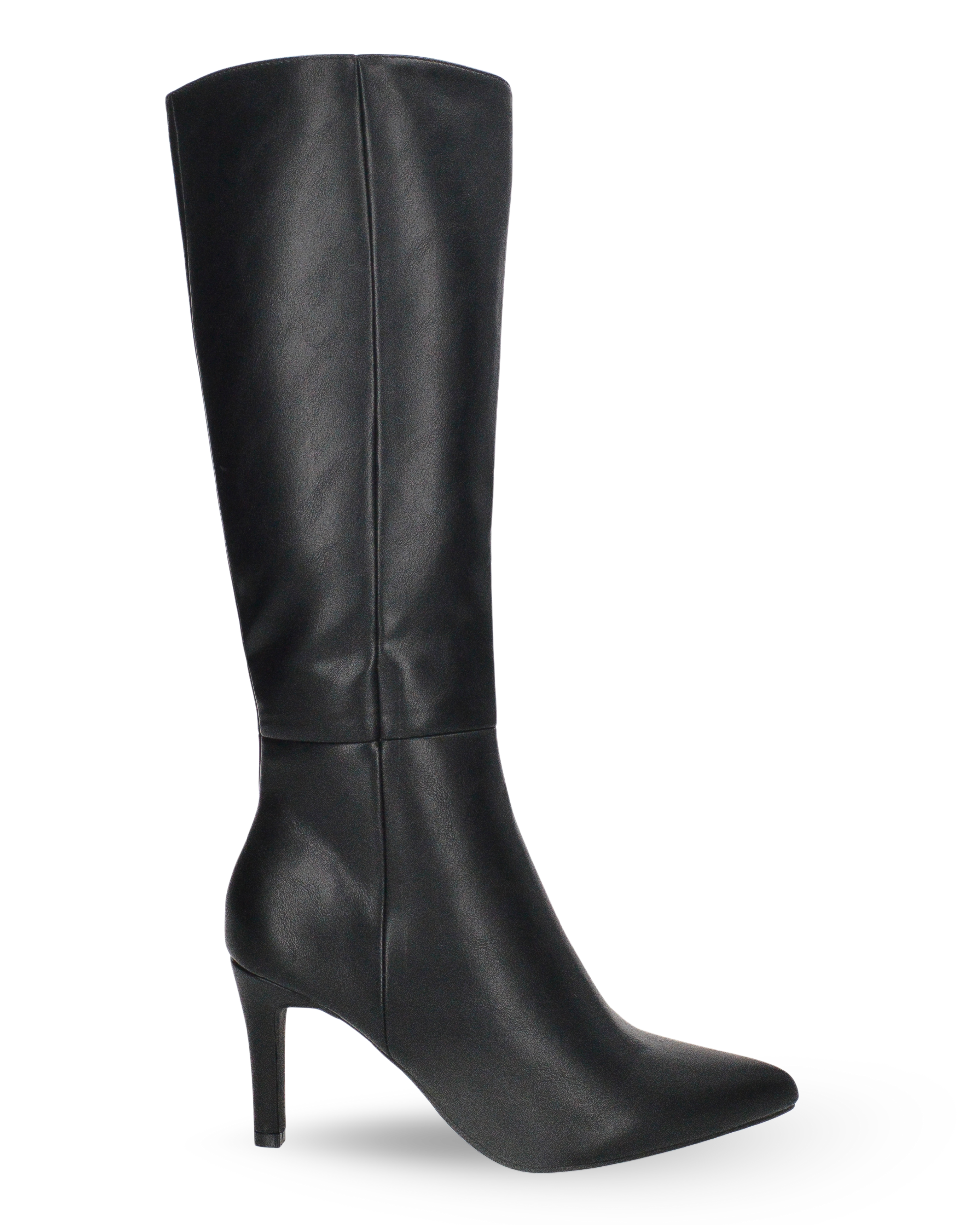 TYRAH - Stivali alti neri in ecopelle liscia, gambale liscio dritto e tacco sottile