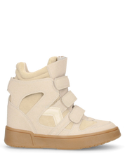 QUINSY - sneakers alte in ecopelle scamosciata beige con zeppa interna e tre strap