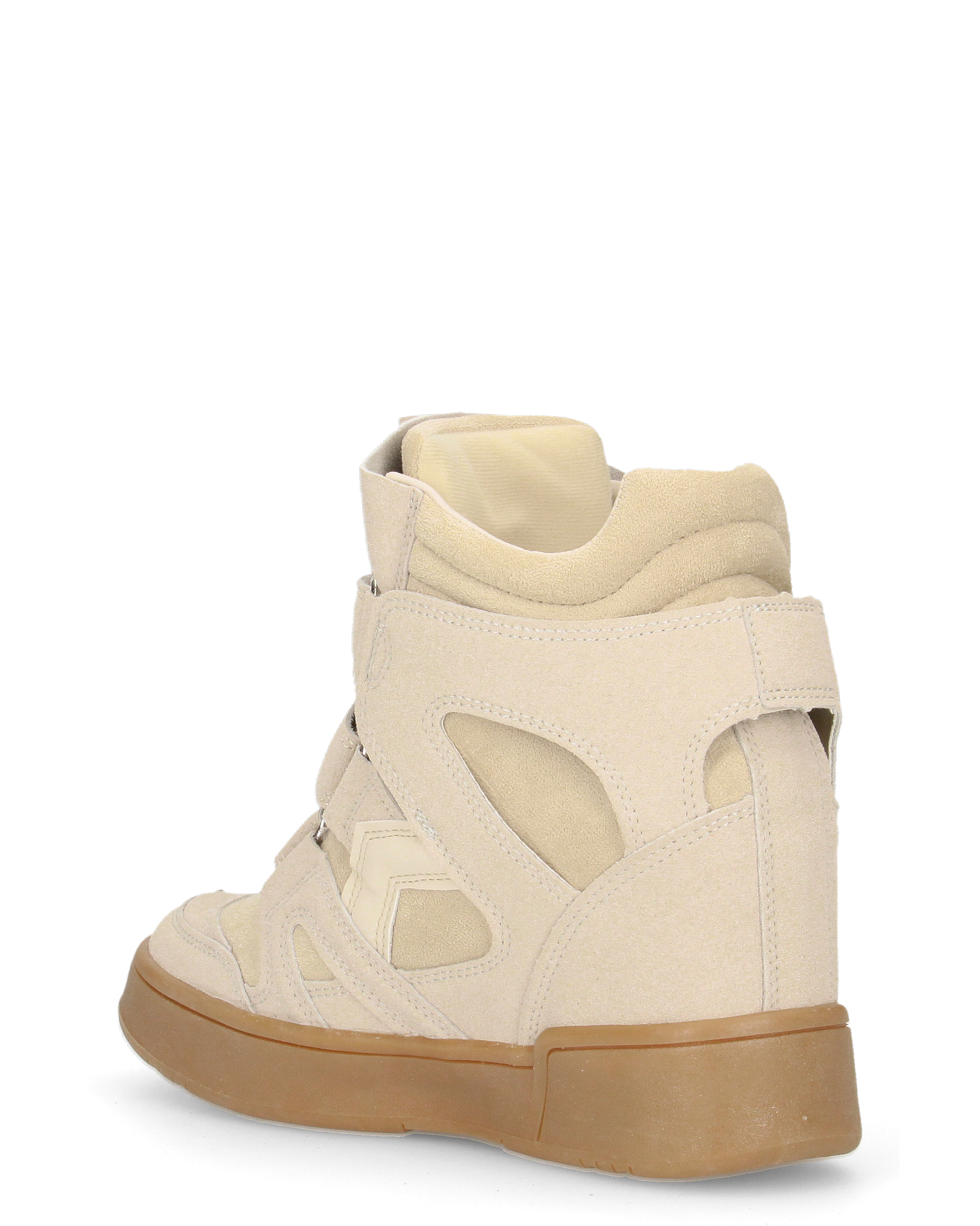 QUINSY - sneakers alte in ecopelle scamosciata beige con zeppa interna e tre strap