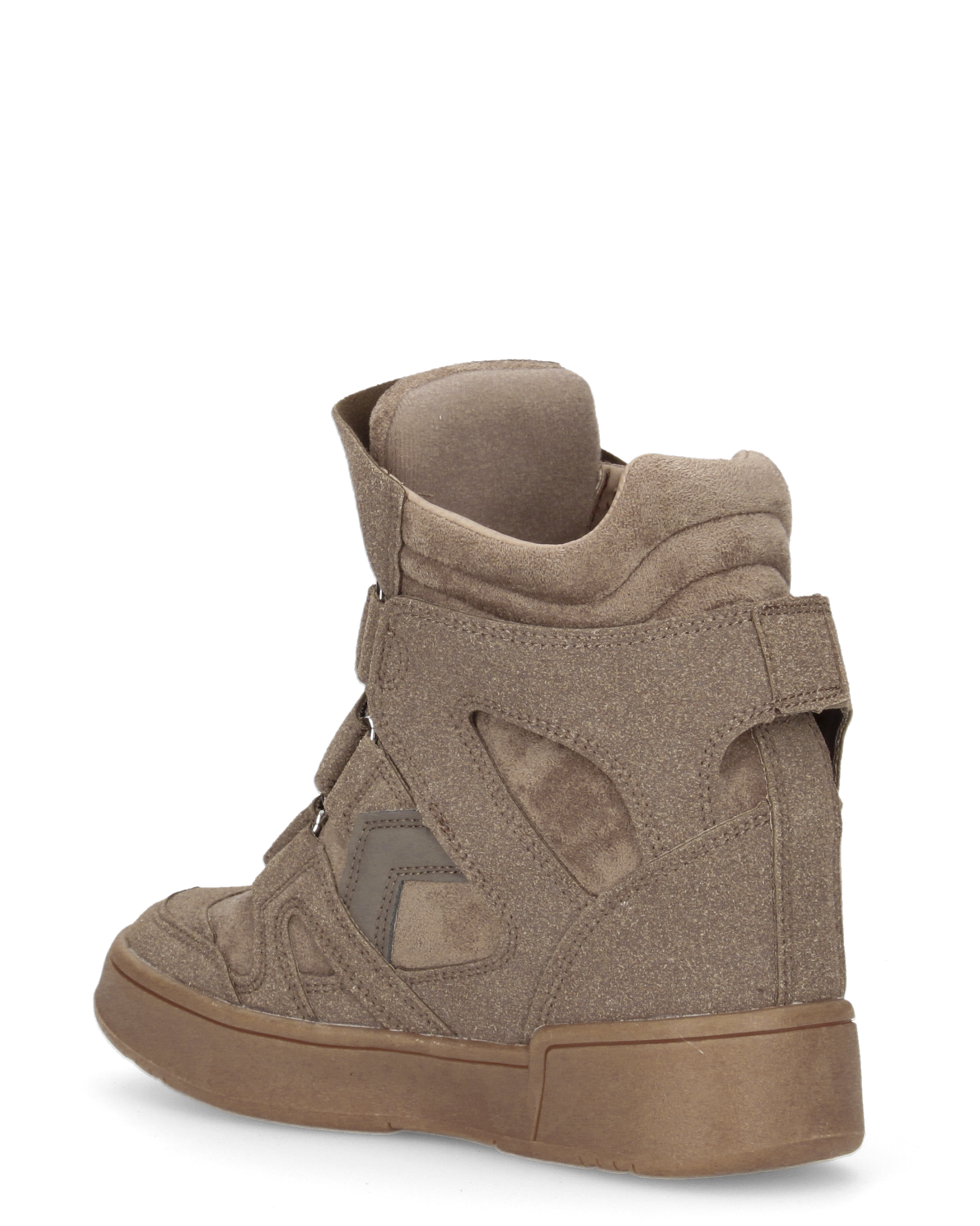 QUINSY - sneakers alte in ecopelle scamosciata kaki con zeppa interna e tre strap