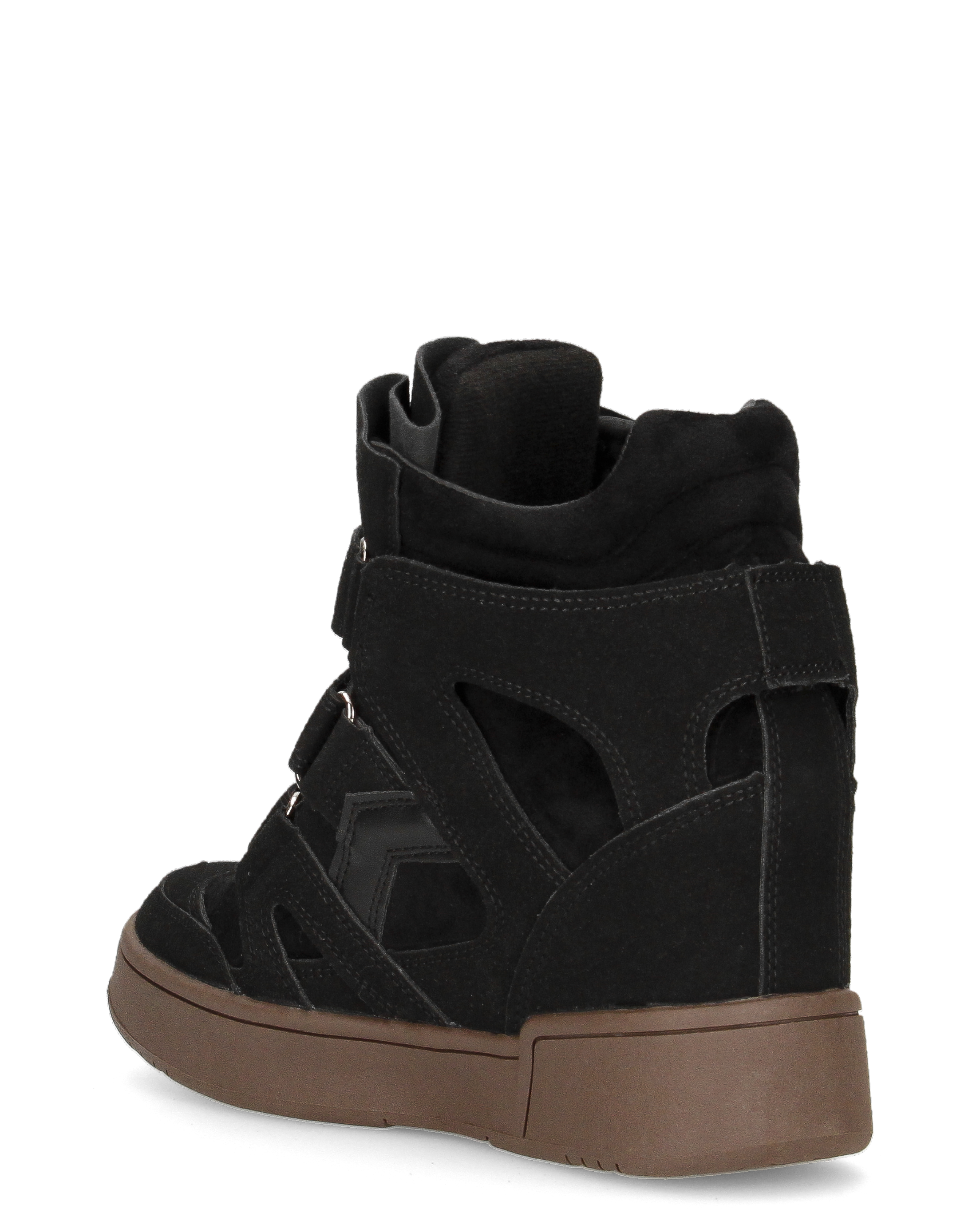 QUINSY - sneakers alte in ecopelle scamosciata nera con zeppa interna e tre strap