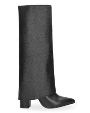 RIKA - Stivale 2 in 1 in simil pelle nera con gambale glitter