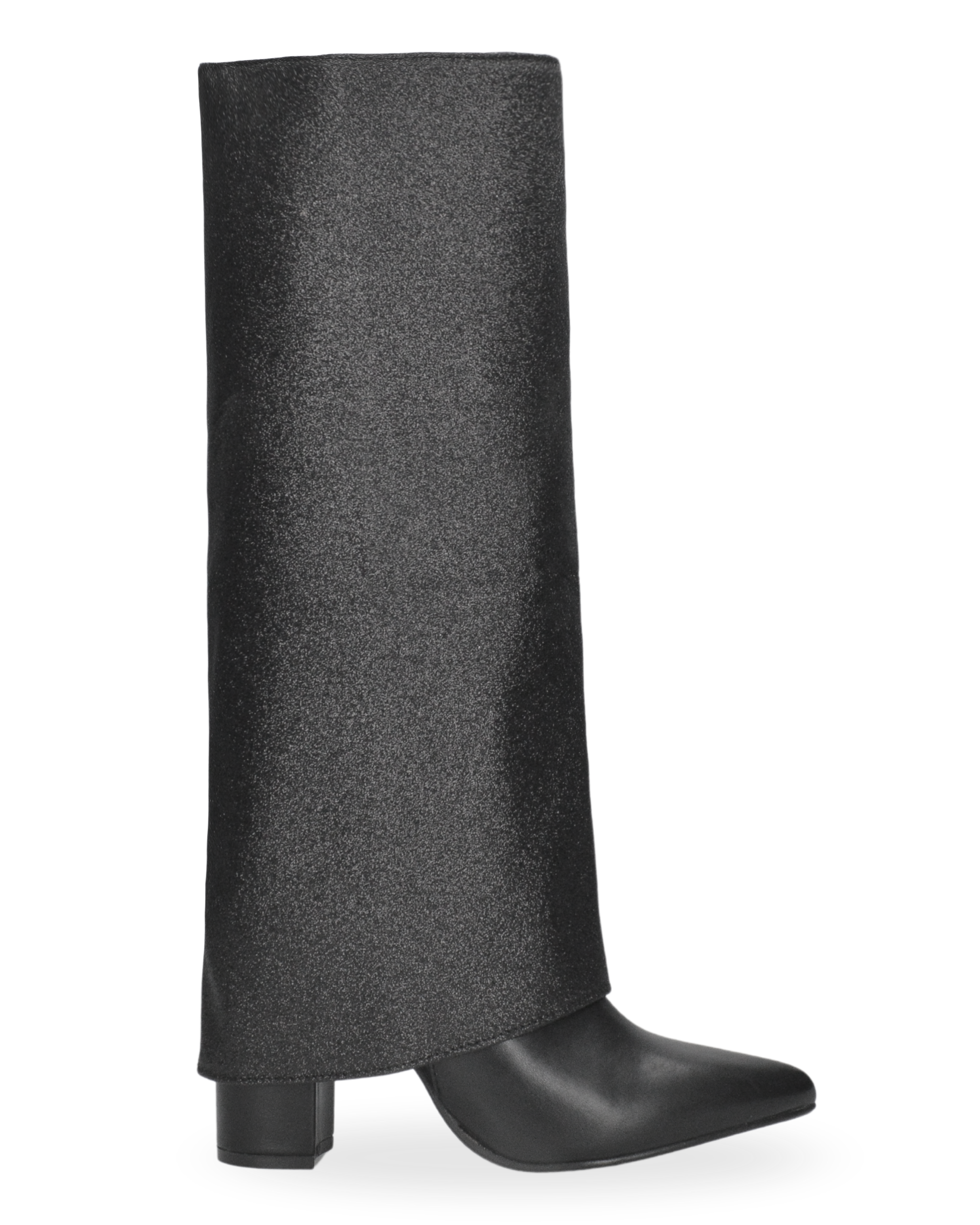 RIKA - Stivale 2 in 1 in simil pelle nera con gambale glitter