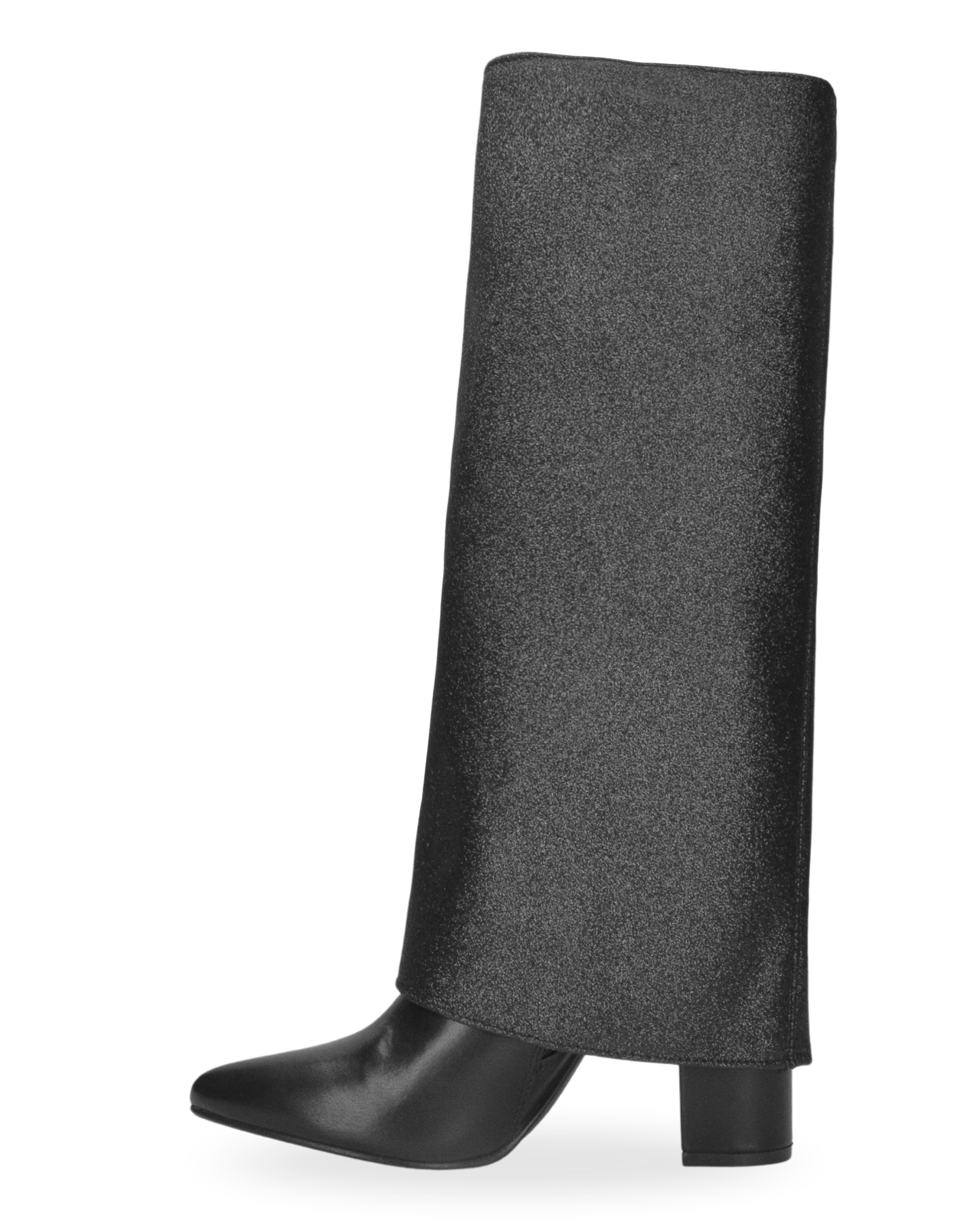 RIKA - Stivale 2 in 1 in simil pelle nera con gambale glitter