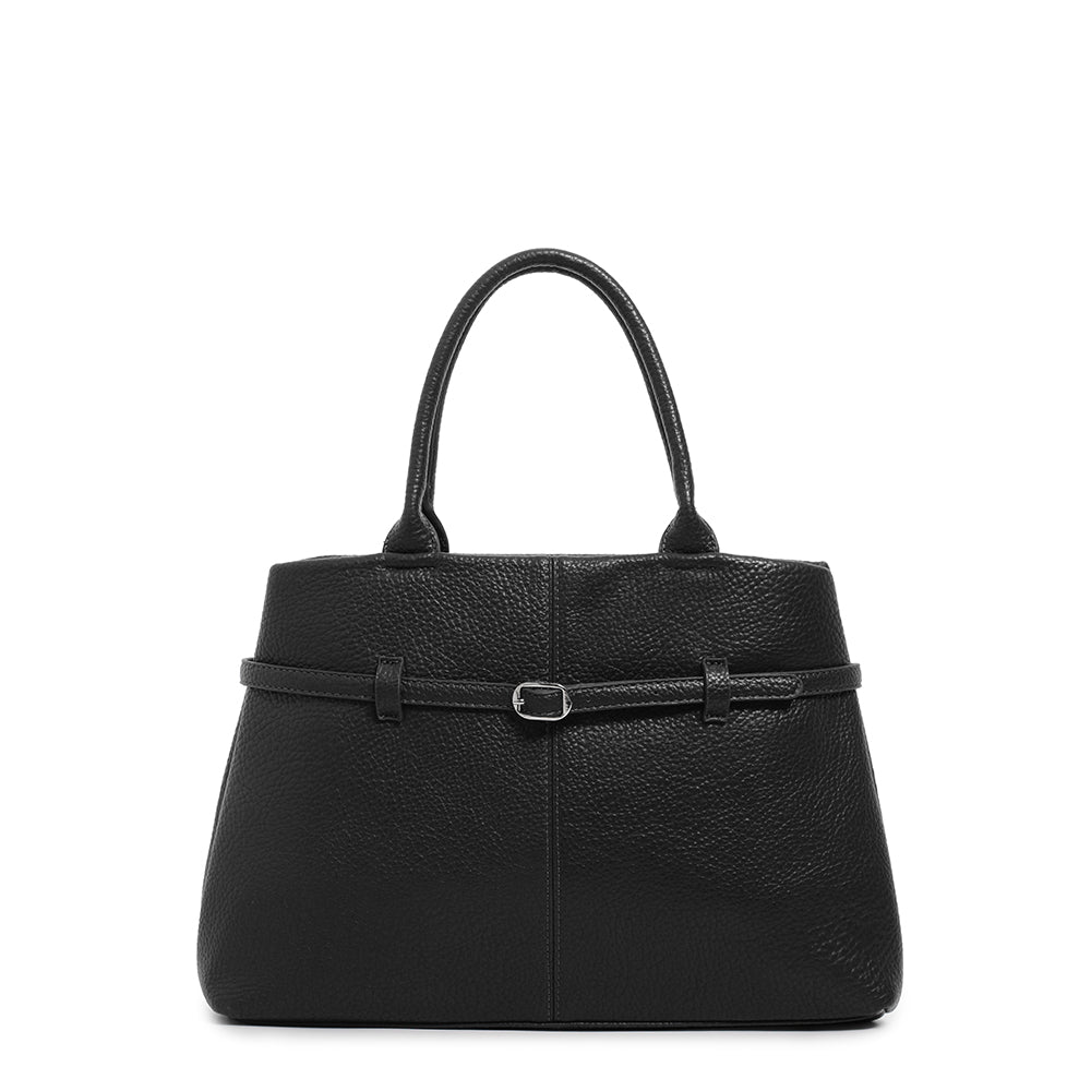 RONNIE - borsa nera a spalla con tracolla aggiuntiva