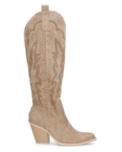 ROWEN - stivali alti in camoscio beige
