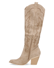 ROWEN - stivali alti in camoscio beige