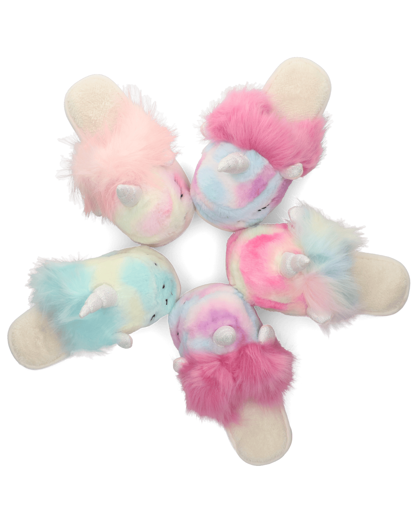 RAINBY - pantofole a forma di unicorni colorati in materiale peluche