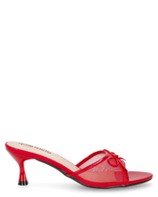 DZESIKA - sabot rossi in vernice e mesh con tacco kitten e fiocco