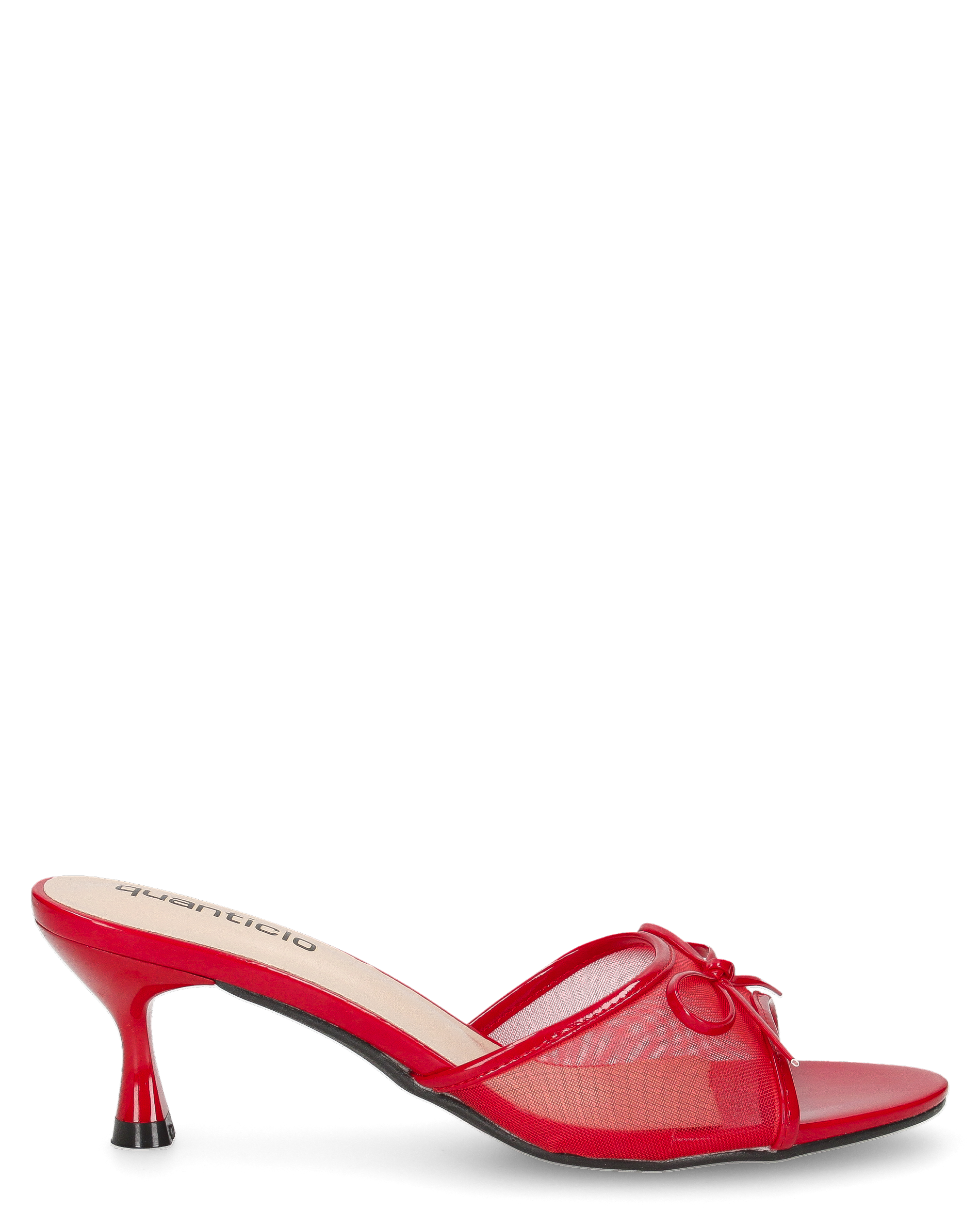 DZESIKA - sabot rossi in vernice e mesh con tacco kitten e fiocco