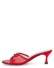 DZESIKA - sabot rossi in vernice e mesh con tacco kitten e fiocco