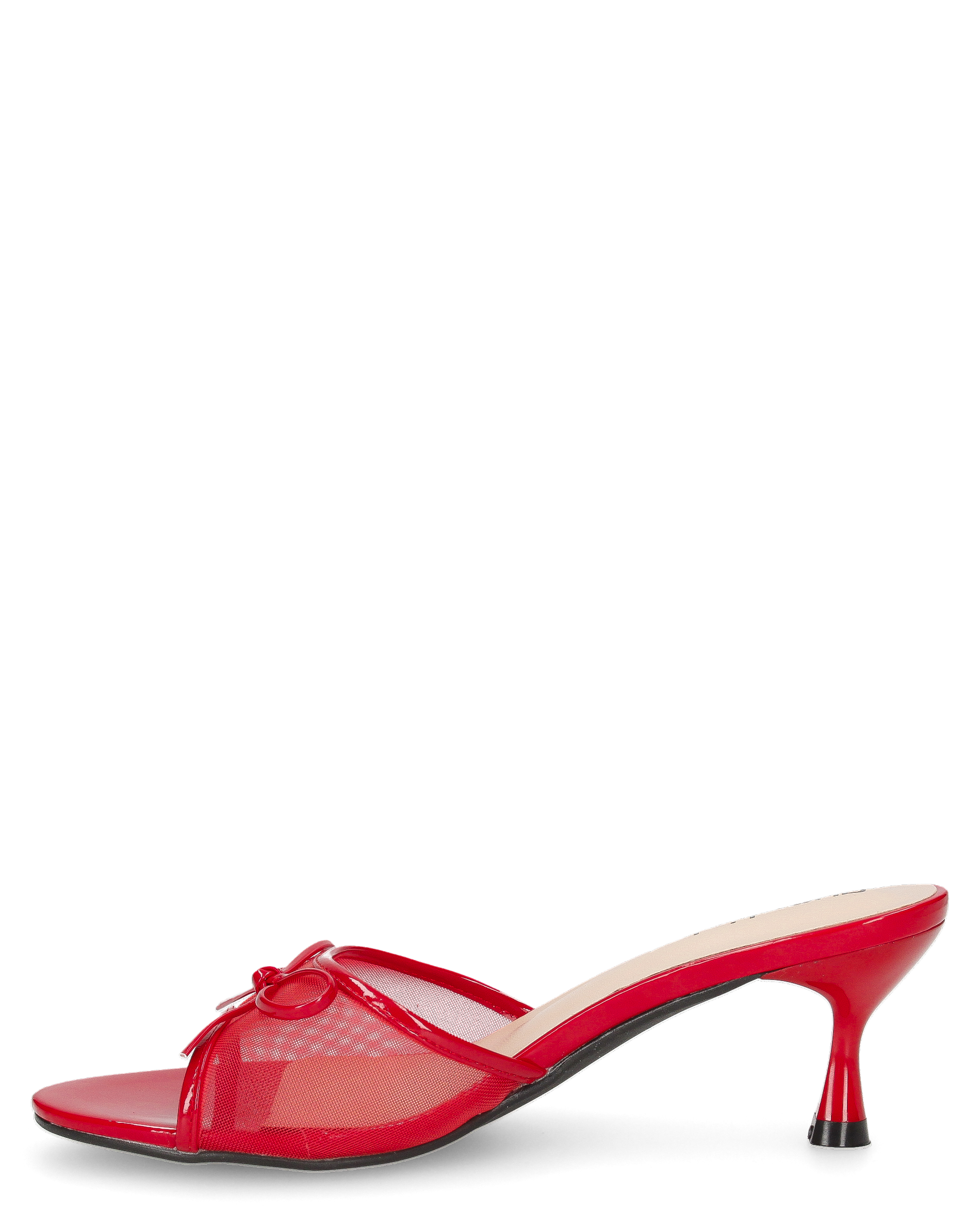 DZESIKA - sabot rossi in vernice e mesh con tacco kitten e fiocco