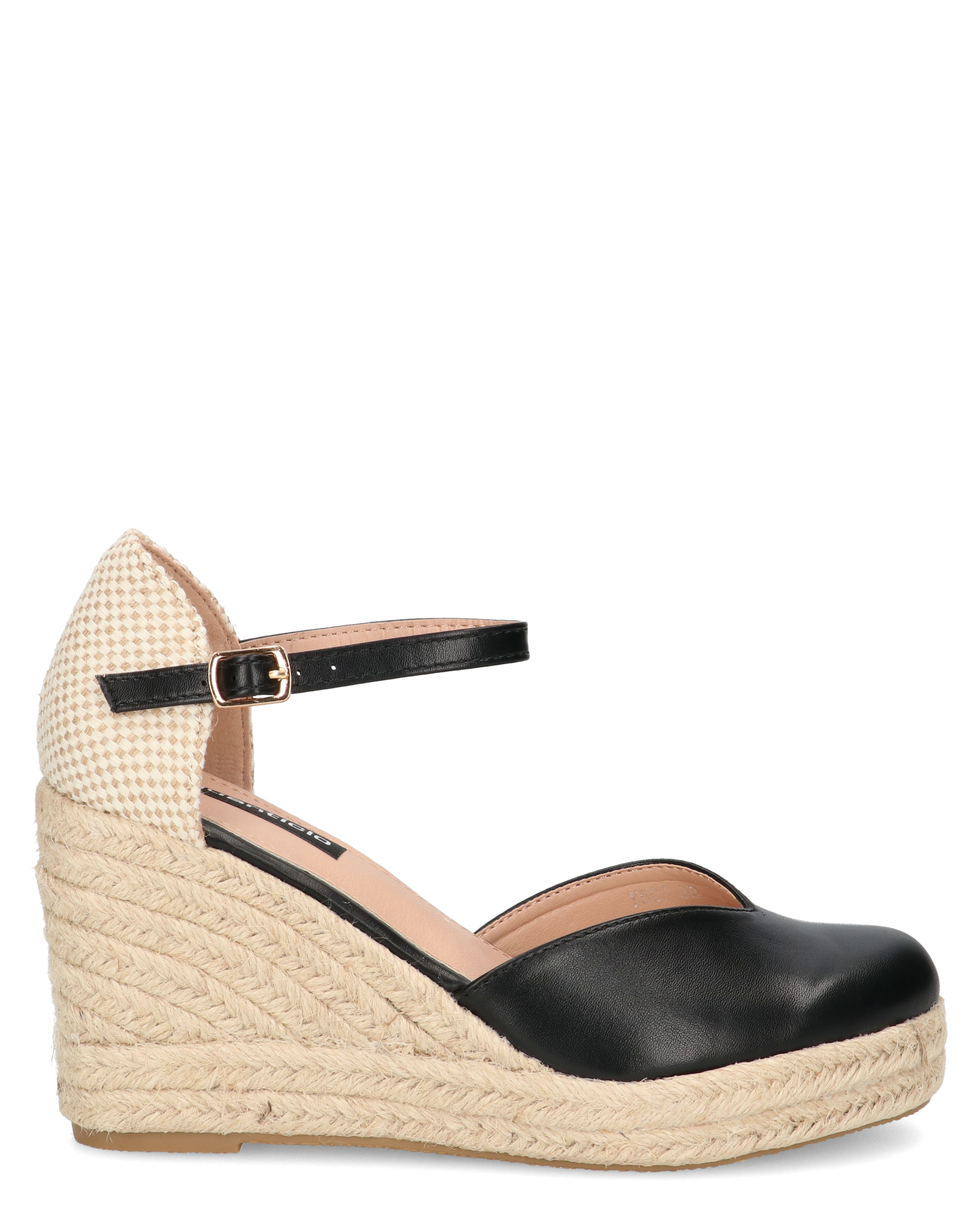 REDIA - zeppa in corda con cinturino e decolette nero