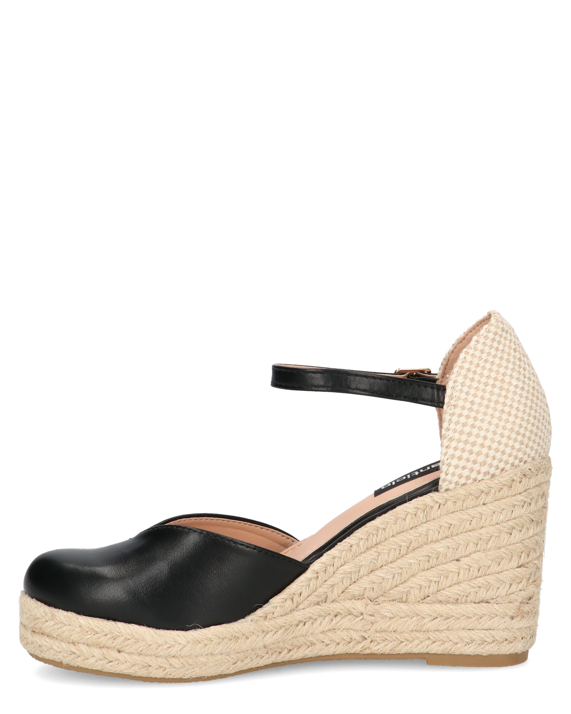 REDIA - zeppa in corda con cinturino e decolette nero