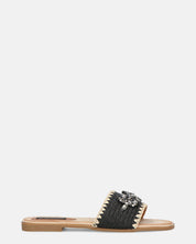 ROZENN - ciabattine beige con fascia nera ricamata e gemme
