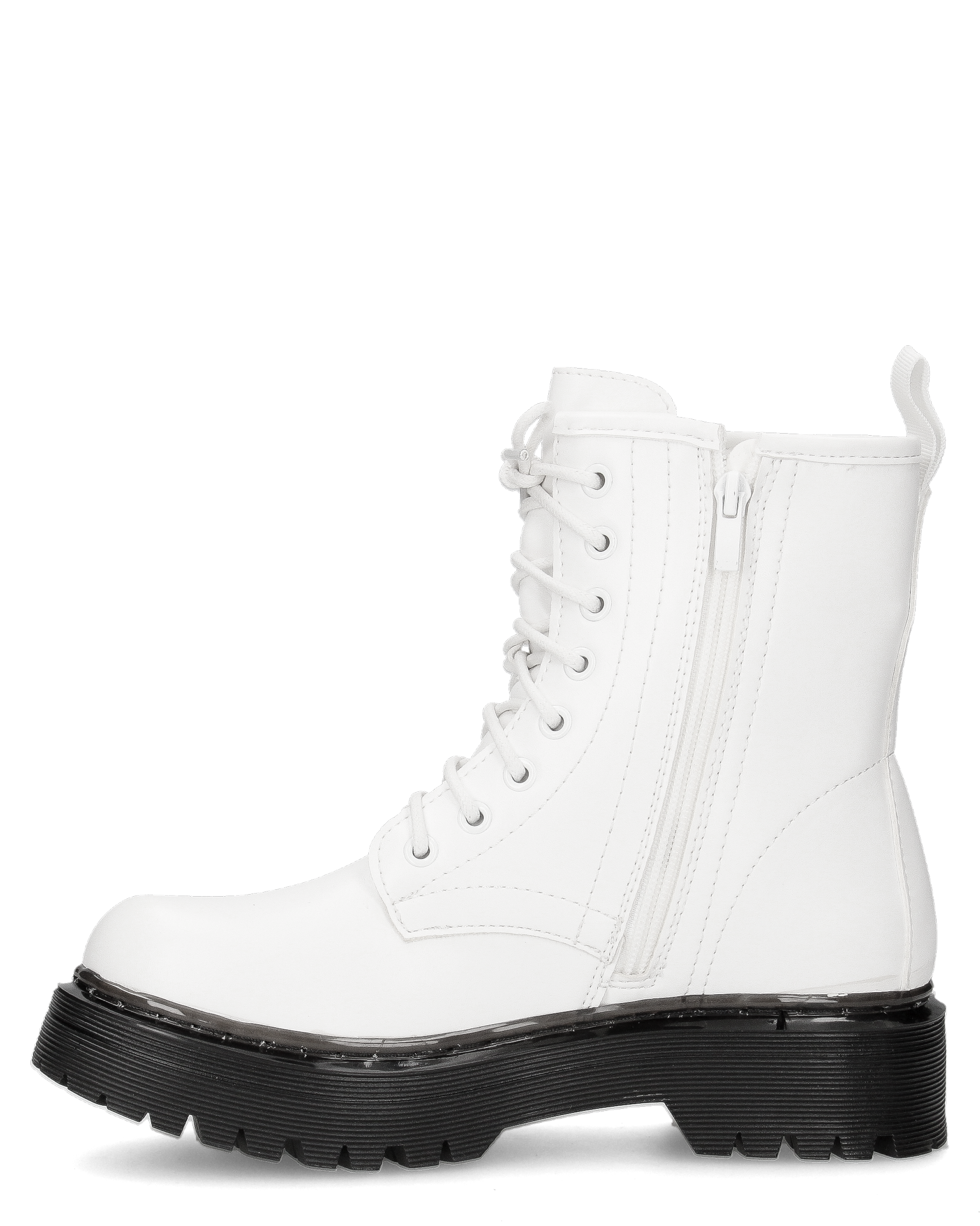 STACEE - stivaletti bianchi stile anfibio con platform