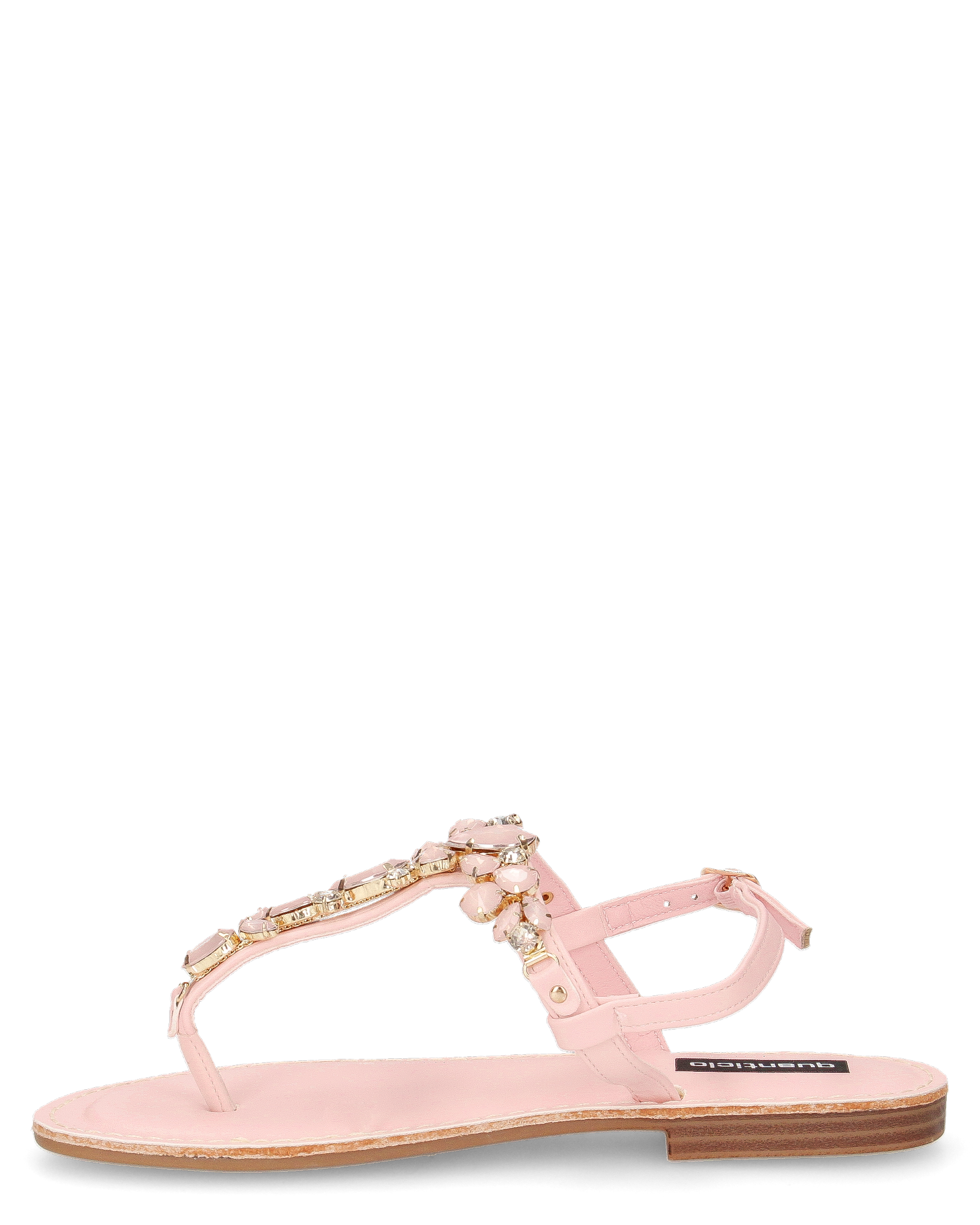 SVEVA - sandali flat rosa infradito con gemme decorative