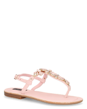 SVEVA - sandali flat rosa infradito con gemme decorative