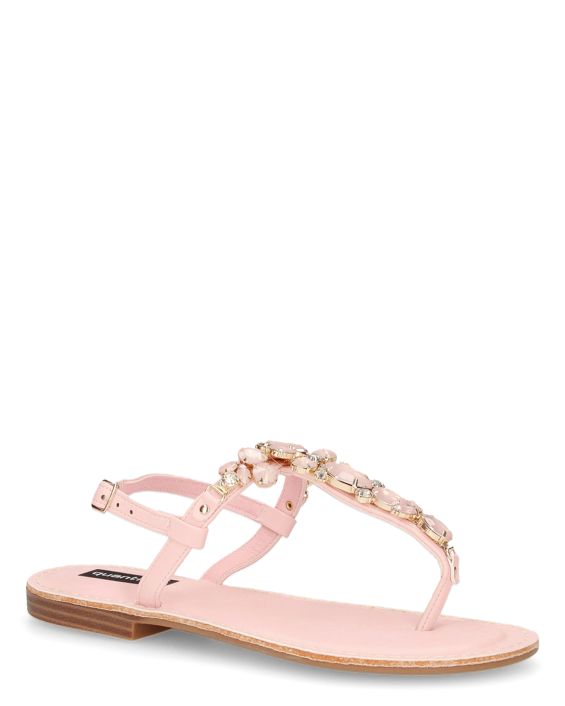 SVEVA - sandali flat rosa infradito con gemme decorative