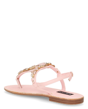 SVEVA - sandali flat rosa infradito con gemme decorative