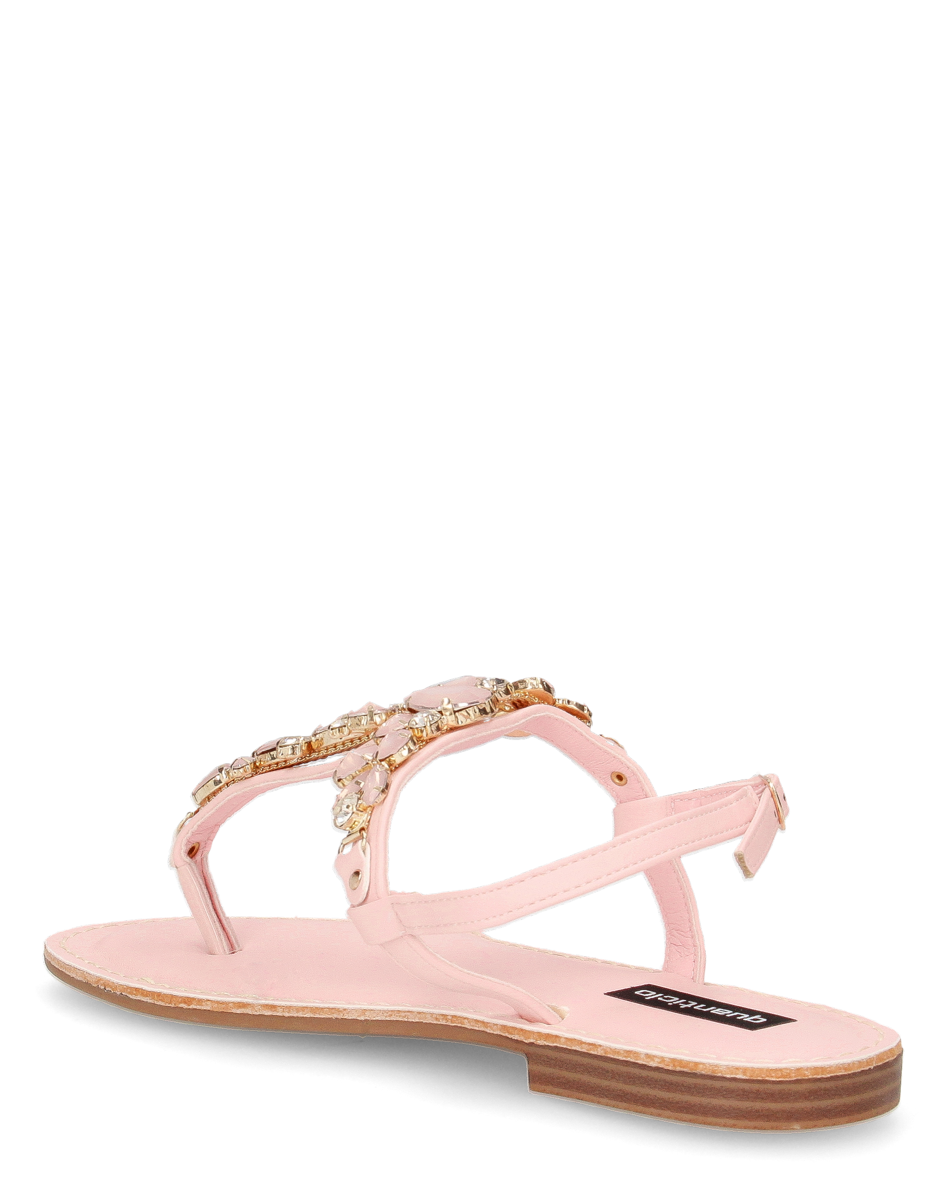 SVEVA - sandali flat rosa infradito con gemme decorative