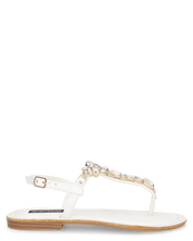 SVEVA - sandali flat bianchi infradito con gemme decorative