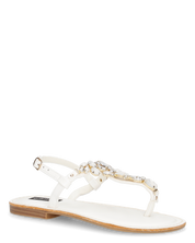SVEVA - sandali flat bianchi infradito con gemme decorative