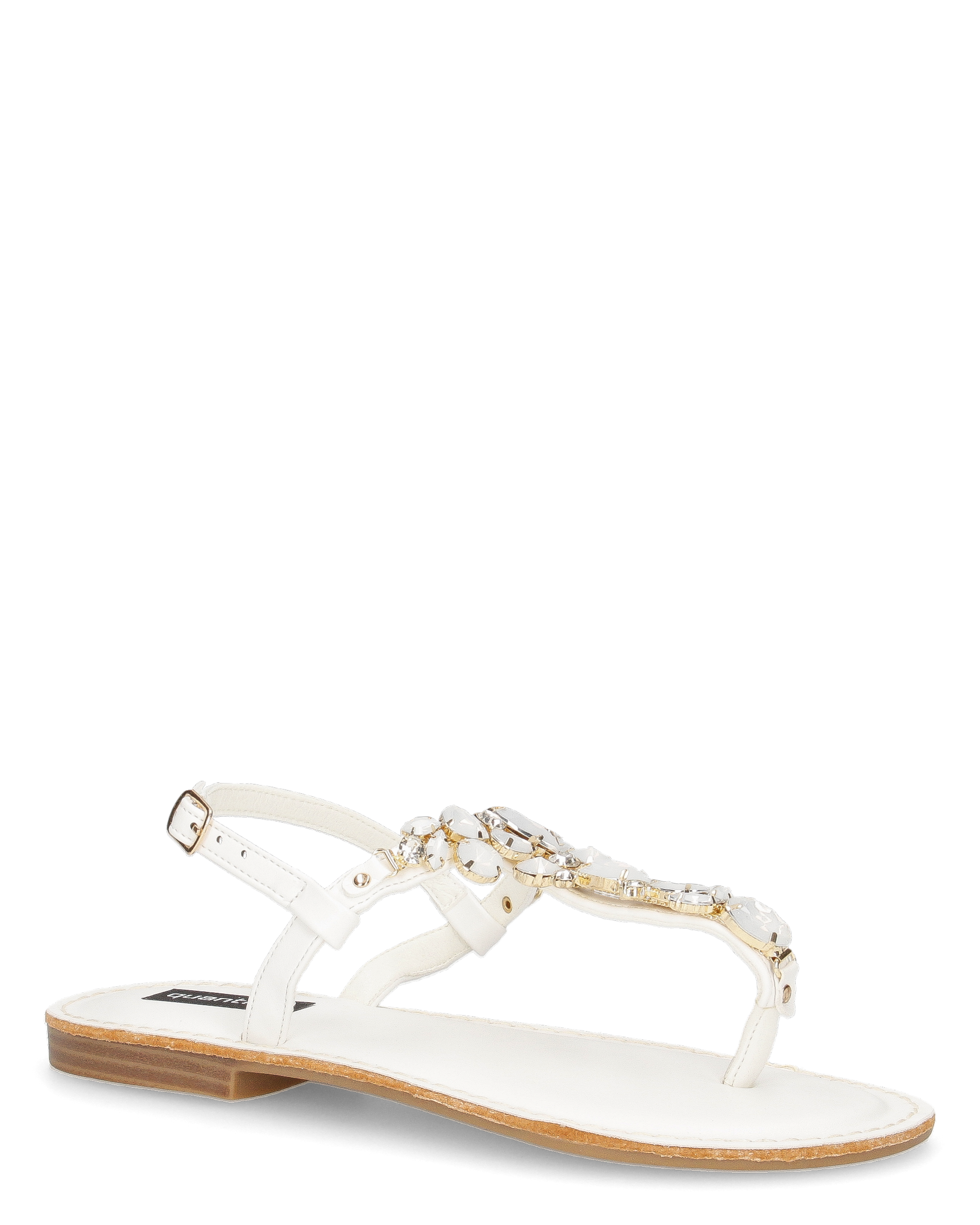 SVEVA - sandali flat bianchi infradito con gemme decorative