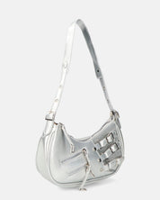 SAAURI - borsa a spalla in ecopelle burgundy con fibbie argento