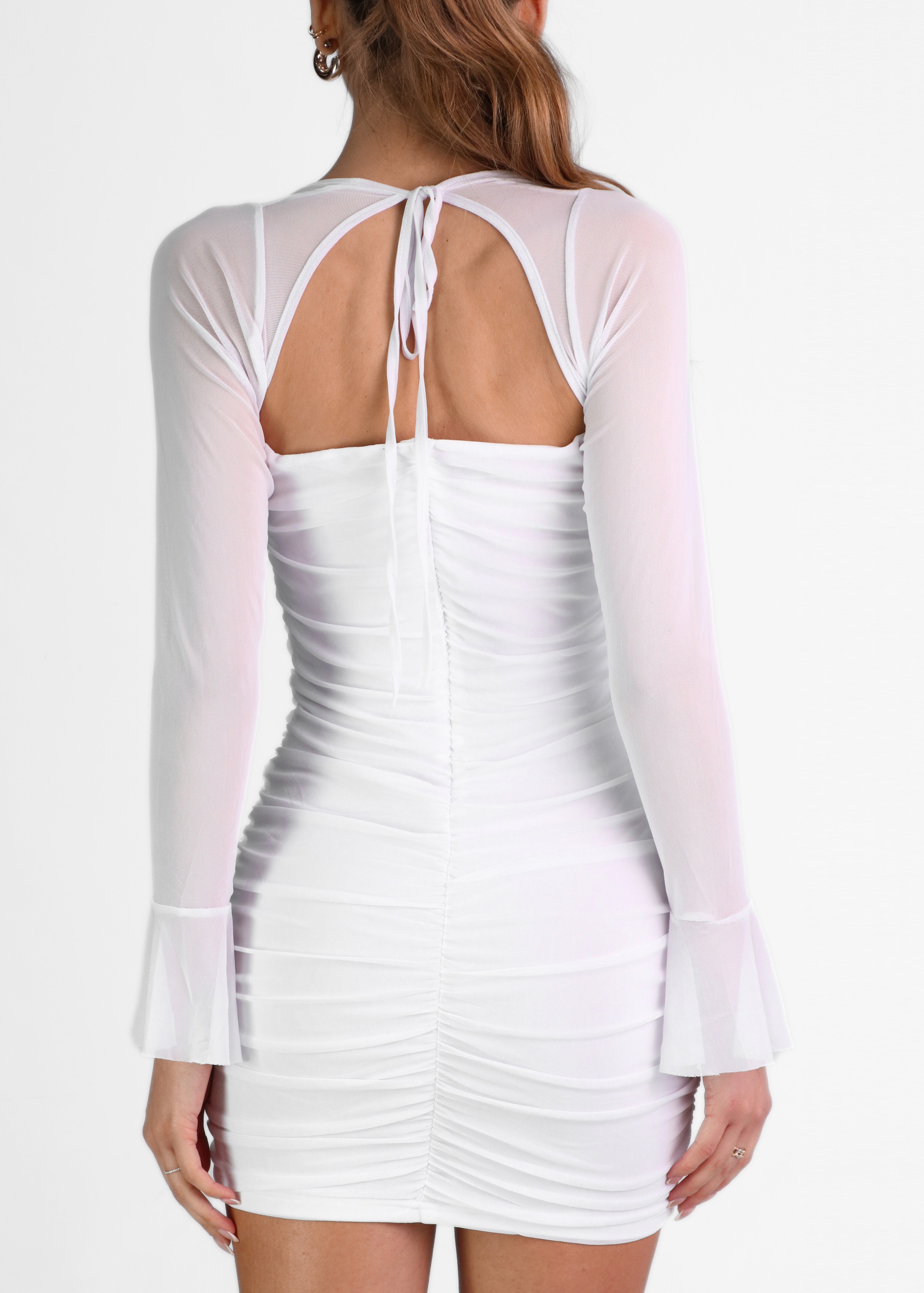SAFIA - vestito mini bianco tessuto mesh