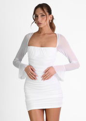 SAFIA - vestito mini bianco tessuto mesh