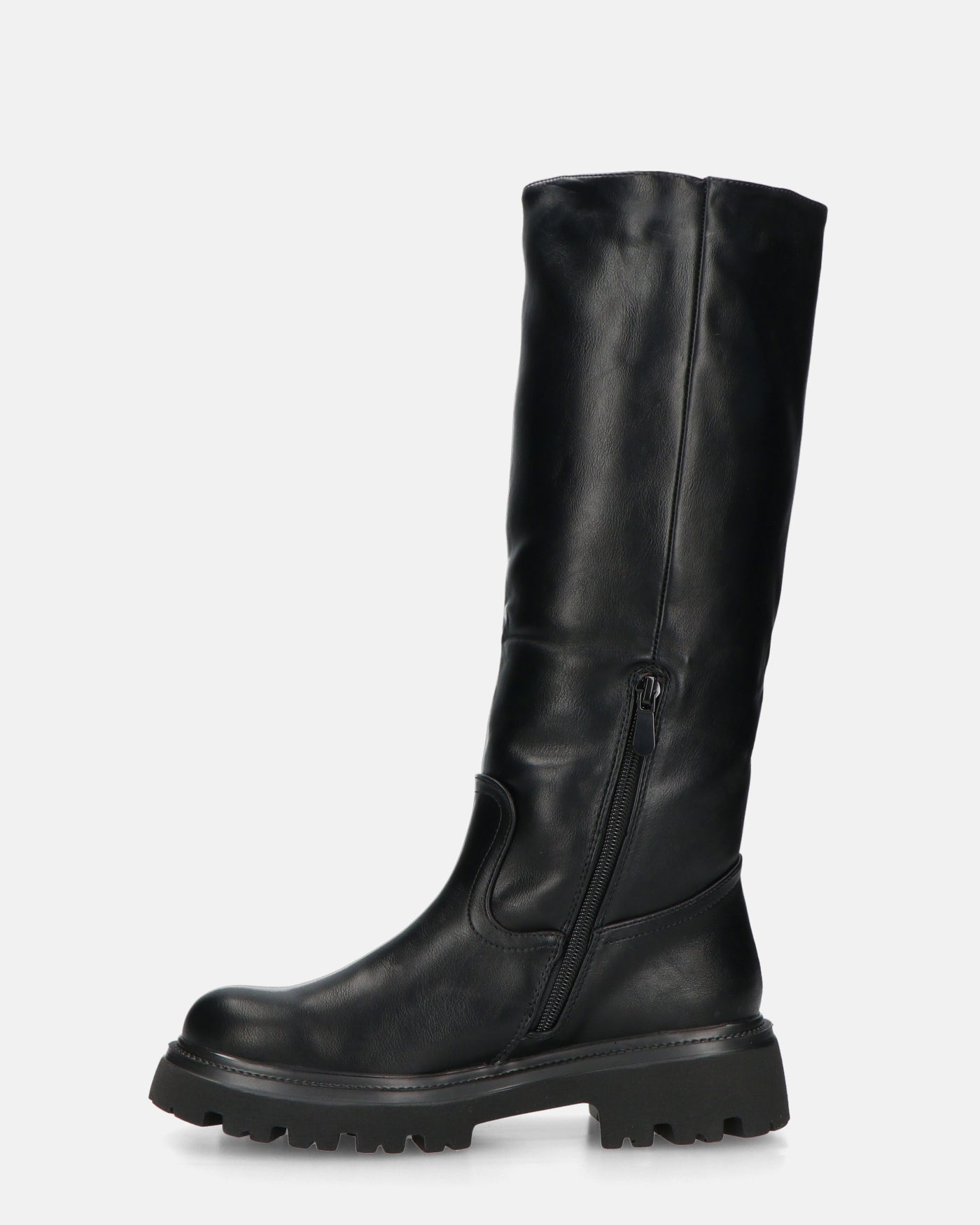 SANDRA - stivali anfibi neri con cerniera laterale