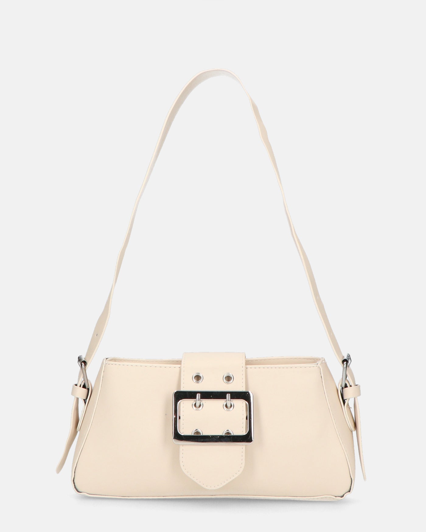 SAROY - borsa a tracolla beige chiaro con chiusura a cintura e zip