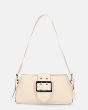 SAROY - borsa a tracolla beige chiaro con chiusura a cintura e zip