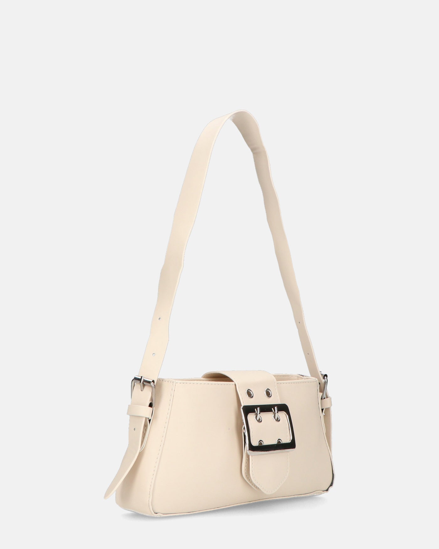 SAROY - borsa a tracolla beige chiaro con chiusura a cintura e zip