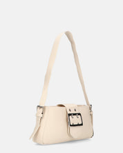 SAROY - borsa a tracolla beige chiaro con chiusura a cintura e zip