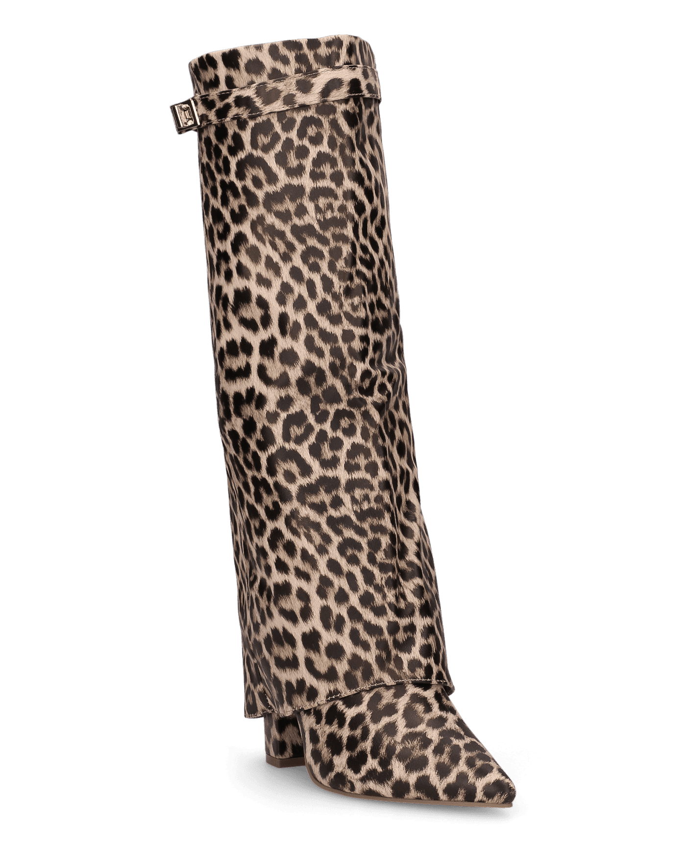 SHANA - stivale alto con risvolto leopardato
