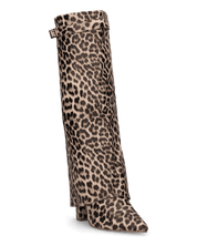 SHANA - stivale alto con risvolto leopardato