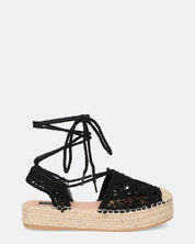 SHIRLEY - sandali platform con decorazioni in tessuto nero
