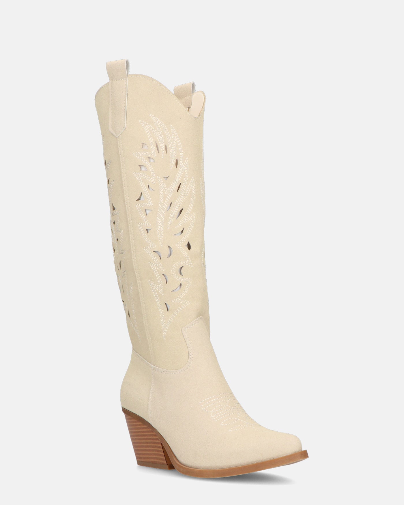 SIRIA - camperos beige chiaro in camoscio con decorazioni sul