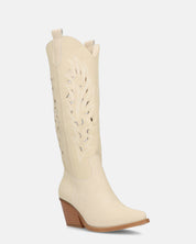 SIRIA - camperos beige chiaro in camoscio con decorazioni sul