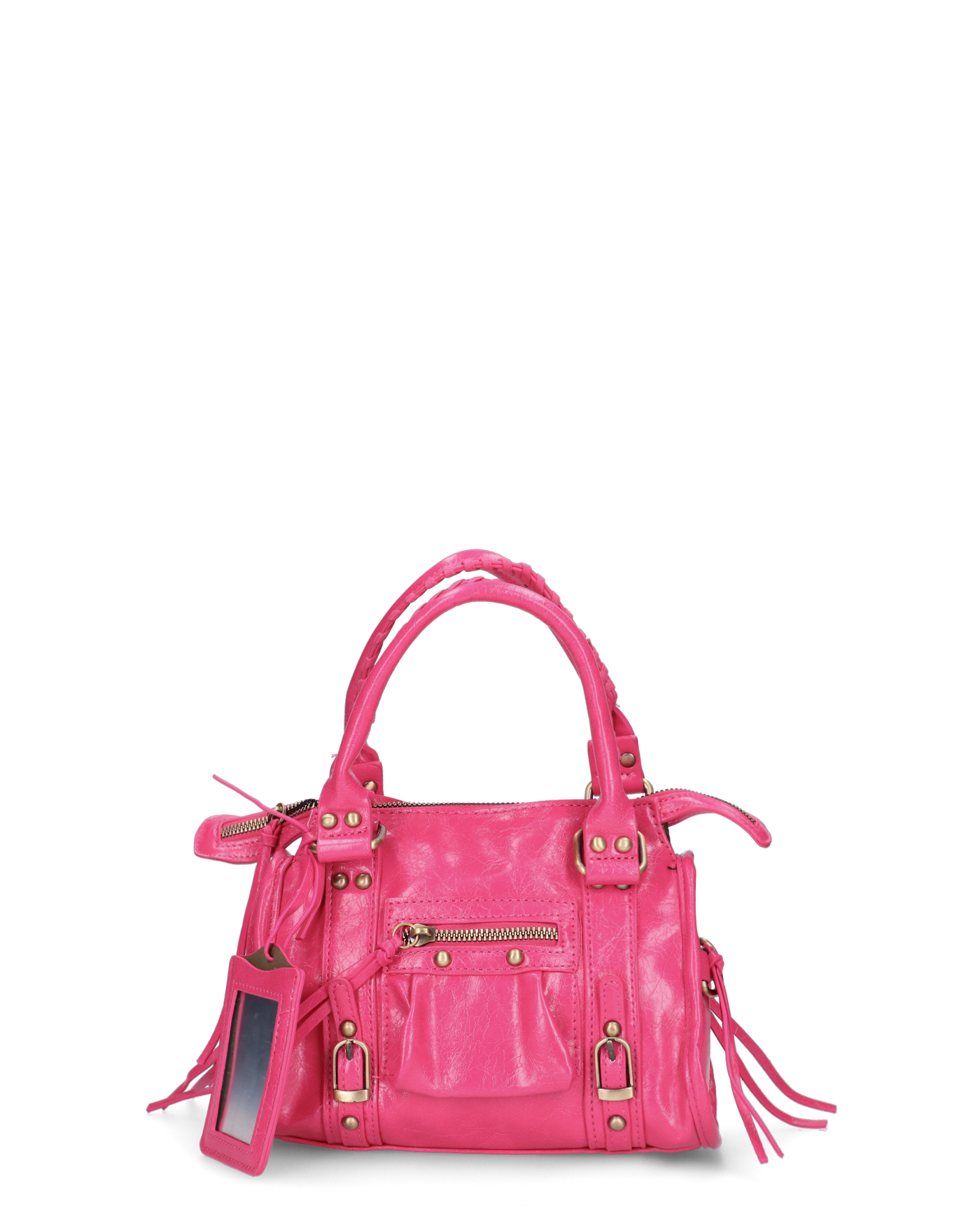 SKYLAR - borsetta a mano fucsia scuro con chiusura zip e frangette