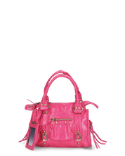 SKYLAR - borsetta a mano fucsia scuro con chiusura zip e frangette