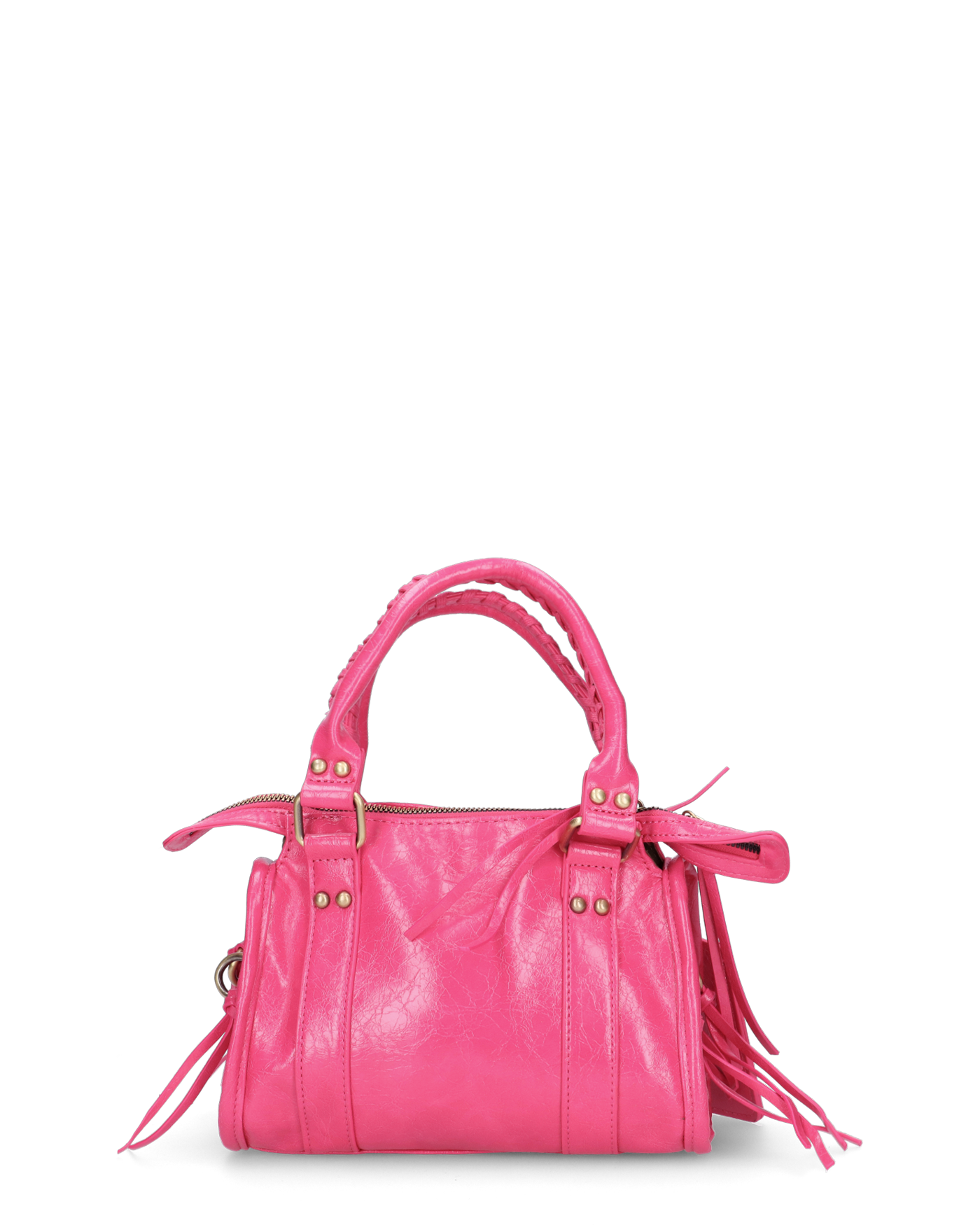 SKYLAR - borsetta a mano fucsia scuro con chiusura zip e frangette