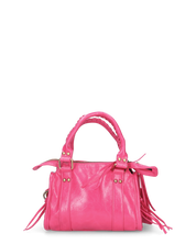 SKYLAR - borsetta a mano fucsia scuro con chiusura zip e frangette