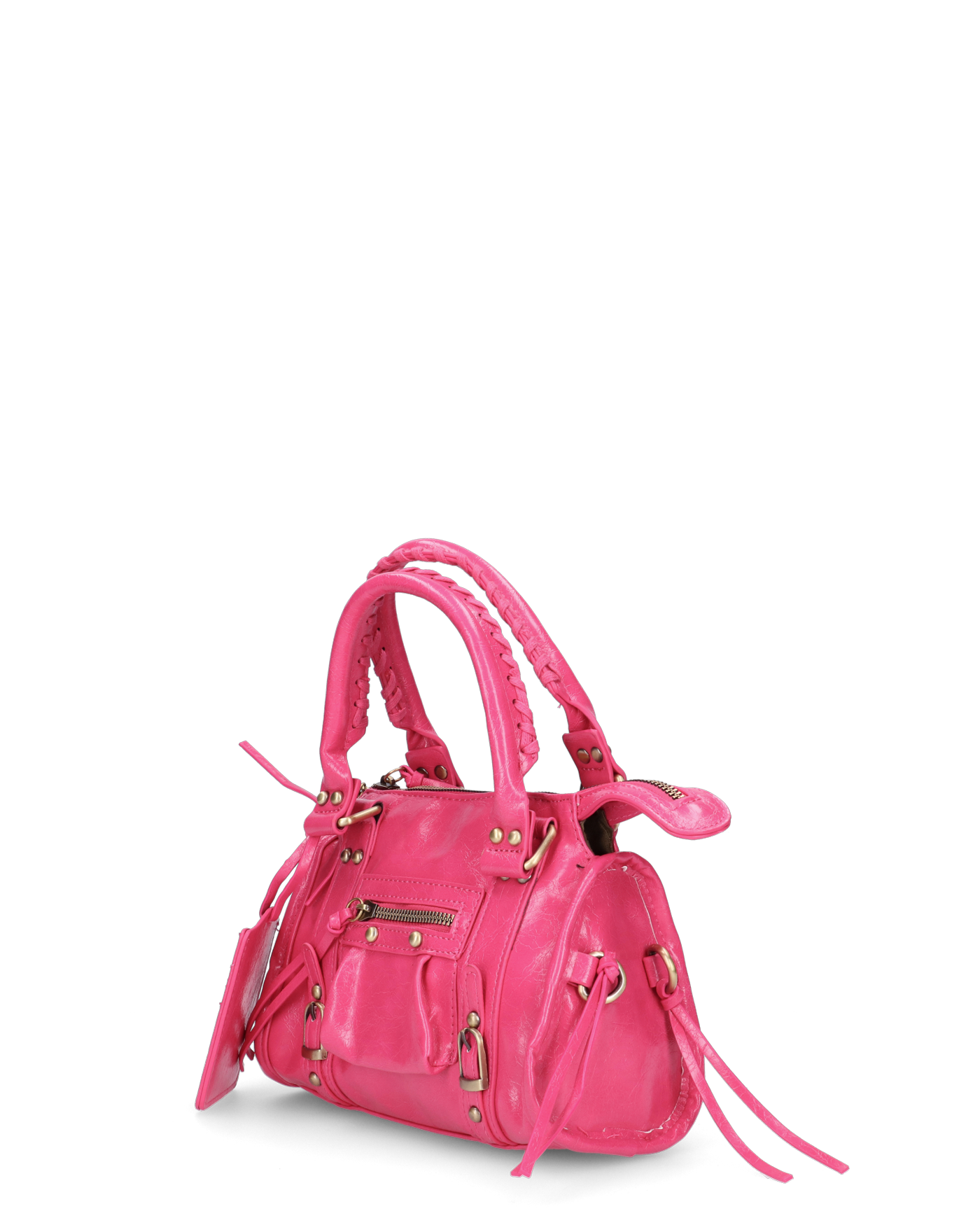 SKYLAR - borsetta a mano fucsia scuro con chiusura zip e frangette