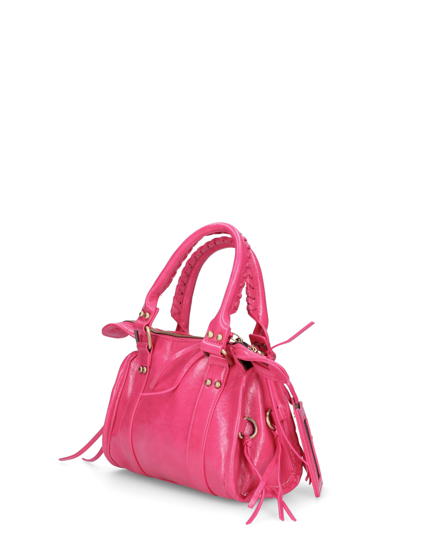 SKYLAR - borsetta a mano fucsia scuro con chiusura zip e frangette