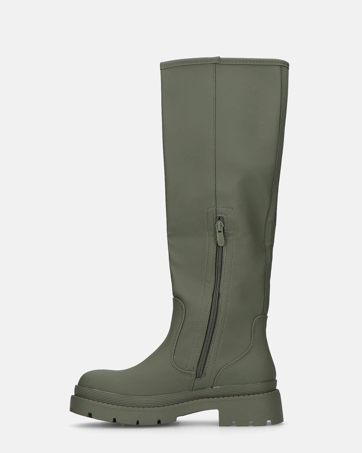 LULU - stivali alti khaki con tacco basso