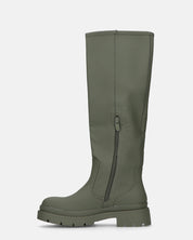LULU - stivali alti khaki con tacco basso