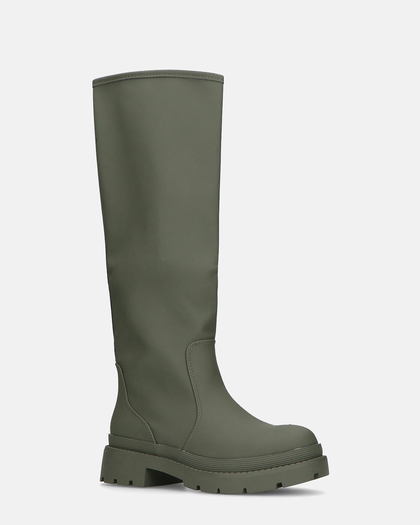 LULU - stivali alti khaki con tacco basso